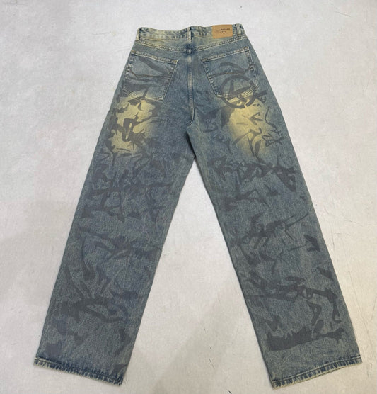2025SS Distressed Graffiti Jeans