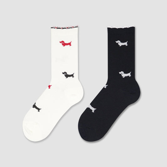 Puppy embroidered socks