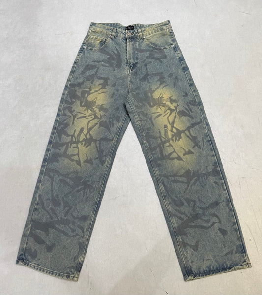 2025SS Distressed Graffiti Jeans