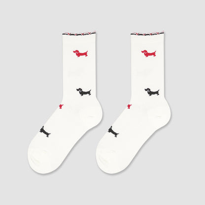 Puppy embroidered socks